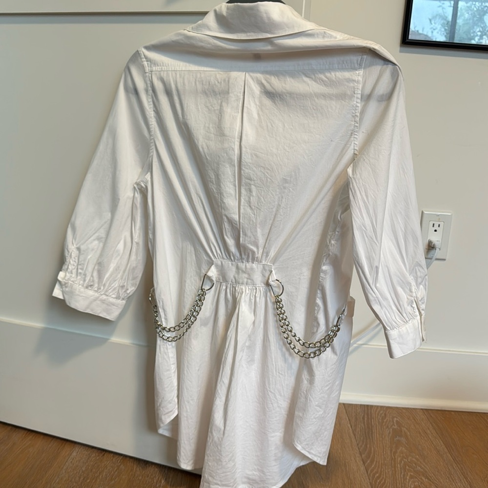 BCBGeneration White Button Down Shirt with Silver Chain